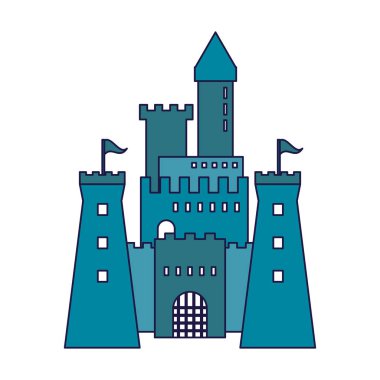 Ortaçağ Kalesi bina mavi çizgiler