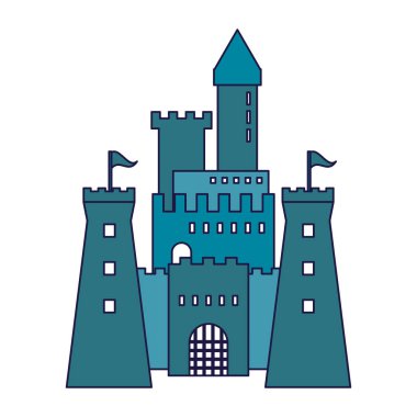Ortaçağ Kalesi bina mavi çizgiler