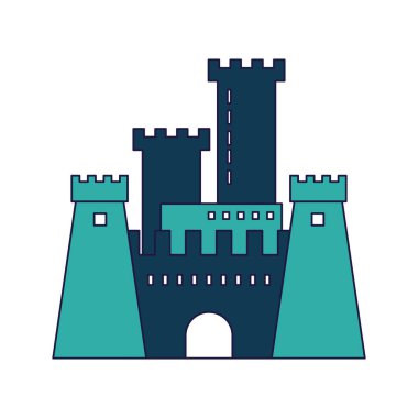 Ortaçağ Kalesi bina mavi çizgiler