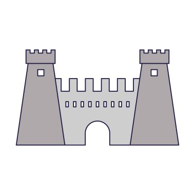 Ortaçağ Kalesi bina mavi çizgiler