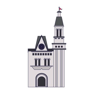 Ortaçağ Kalesi bina mavi çizgiler