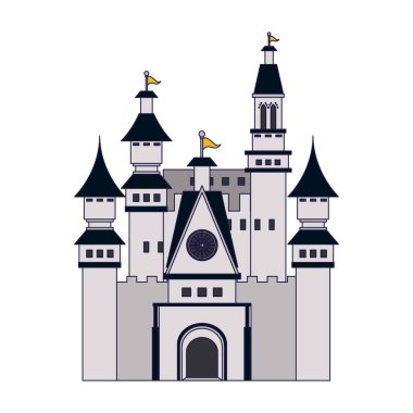 Ortaçağ Kalesi bina mavi çizgiler