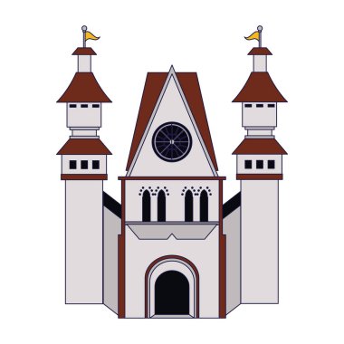 Ortaçağ Kalesi bina mavi çizgiler