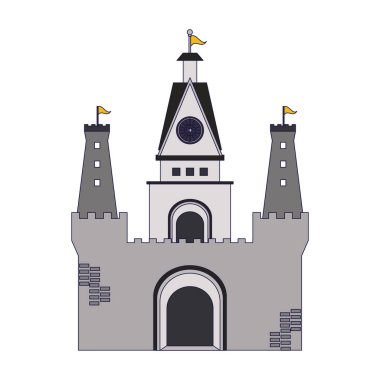 Ortaçağ Kalesi bina mavi çizgiler