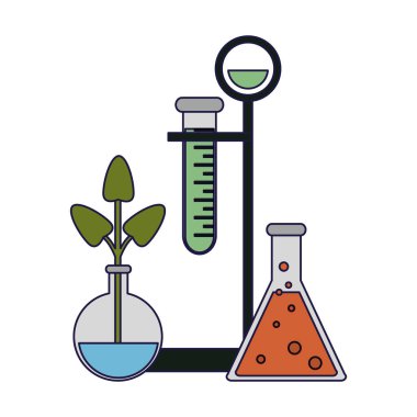 Bilim şişesi ve tüp vektör çizim grafik tasarım