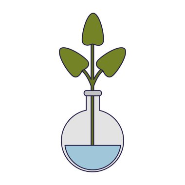 Kimya şişesi bitki mavi çizgili