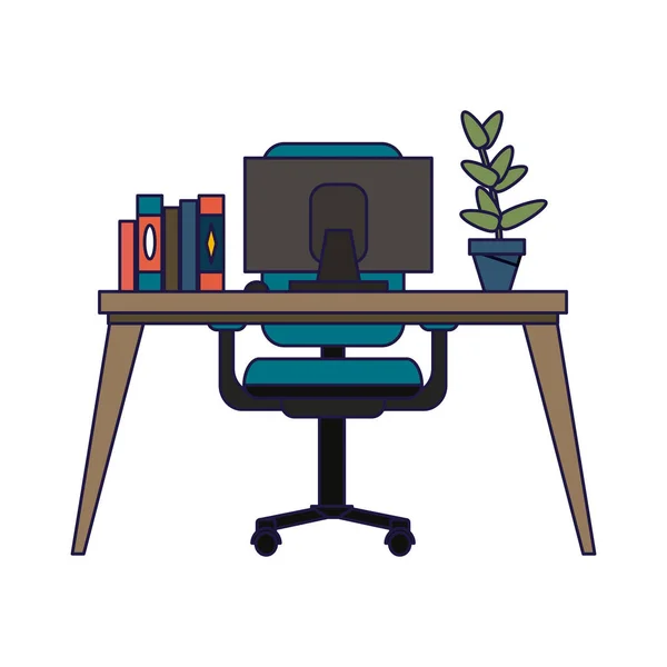 オフィスの机とコンピュータ — ストックベクタ