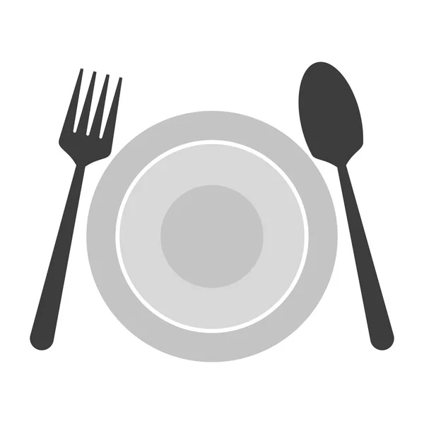 Geschirr und Besteck mit Gabel und Löffel — Stockvektor