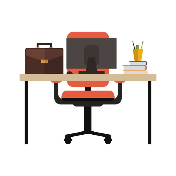 Bureau avec ordinateur — Image vectorielle