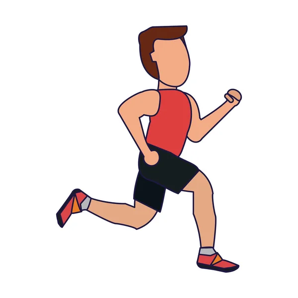 Hombre de fitness corriendo líneas azules — Vector de stock