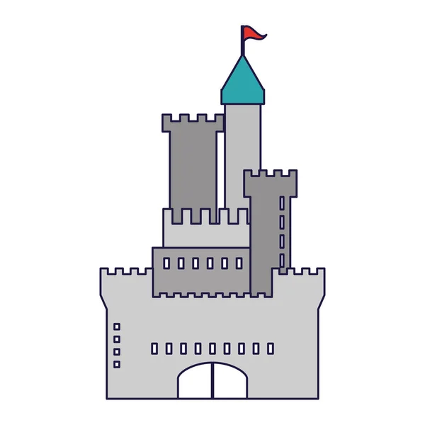 中世の城の建物の青い線 — ストックベクタ