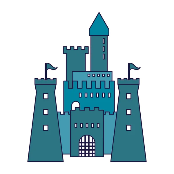 Medeltida slottsbyggnaden blå linjer — Stock vektor