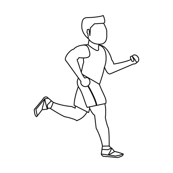 Hombre de fitness corriendo en blanco y negro — Archivo Imágenes Vectoriales