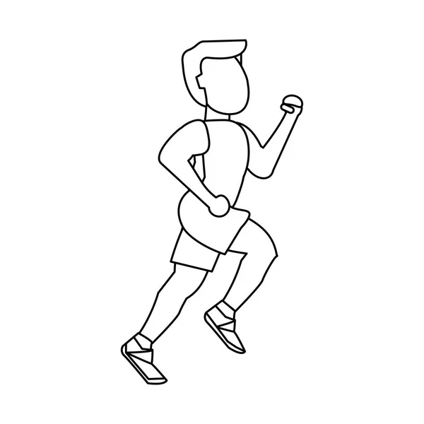 Fitness homem correndo preto e branco — Vetor de Stock