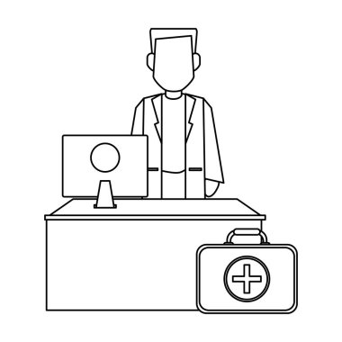 Doktor ofis kavramı siyah ve beyaz