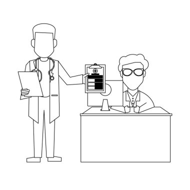 Doktor ofis kavramı siyah ve beyaz