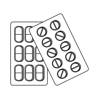 Tıbbi öğeleri kavramı siyah ve beyaz