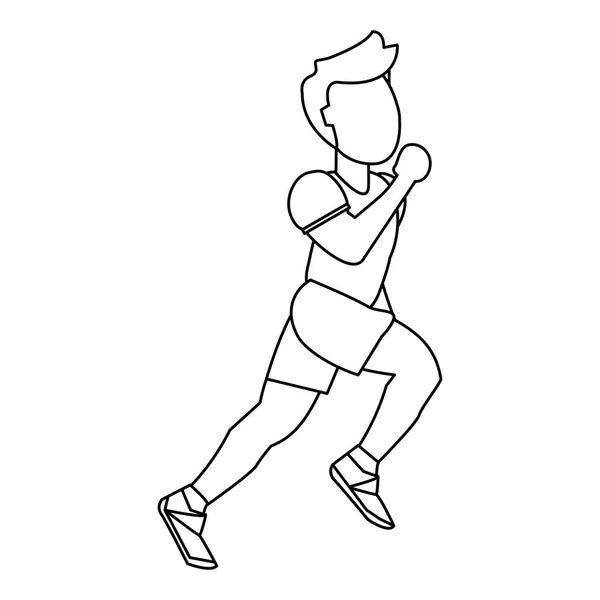 Fitness man running black and white — Stock Vector