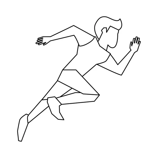 Fitness homem correndo preto e branco — Vetor de Stock