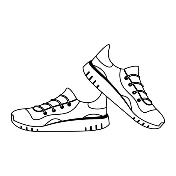 스포츠 신발을 실행 흑인과 백인 — 스톡 벡터