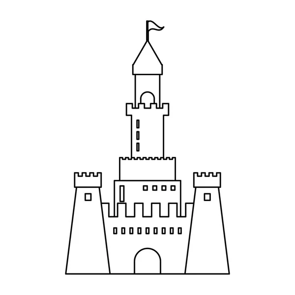 Edificio del castillo medieval blanco y negro — Archivo Imágenes Vectoriales