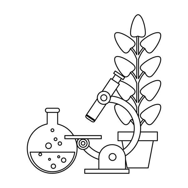 Wissenschaftliche Experimente und Untersuchungen schwarz auf weiß — Stockvektor