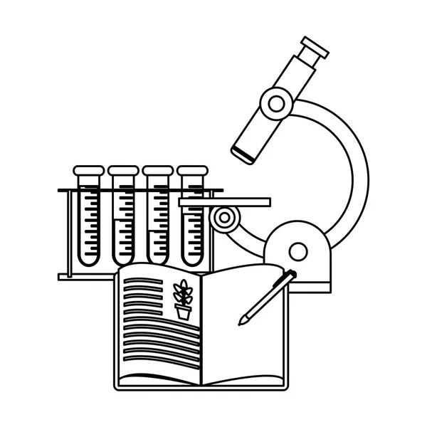 科学实验和调查黑白 — 图库矢量图片