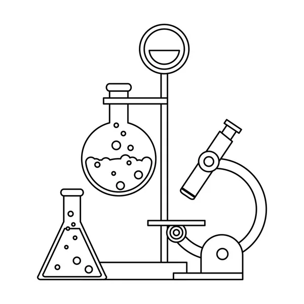 Wissenschaftliche Experimente und Untersuchungen schwarz auf weiß — Stockvektor