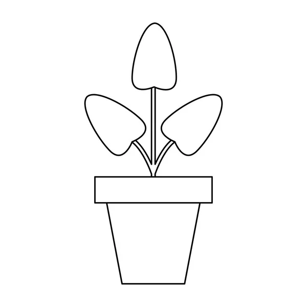Plantera pot isolerad svart och vitt — Stock vektor