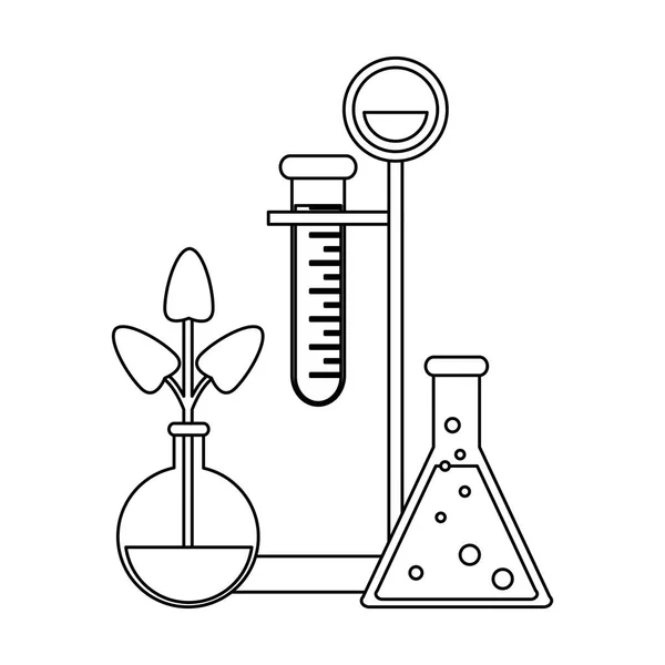 Wissenschaftliche Experimente und Untersuchungen schwarz auf weiß — Stockvektor