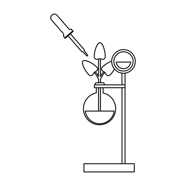 Wetenschap Kolf Met Plant Druppelaar Vector Illustratie Grafisch Ontwerp — Stockvector