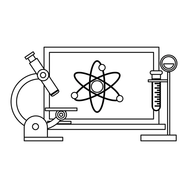 Πειράματα επιστήμης και έρευνας μαύρο και άσπρο — Διανυσματικό Αρχείο