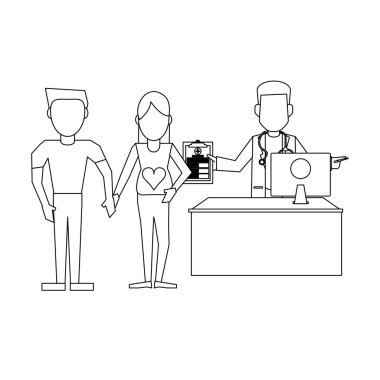 Doktor ve hasta siyah ve beyaz