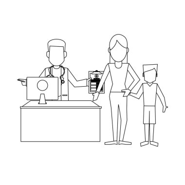 Doktor ve hasta siyah ve beyaz