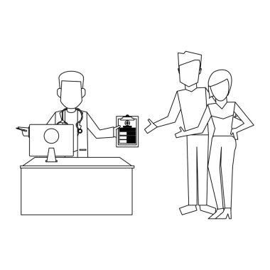 Doktor ve hasta siyah ve beyaz