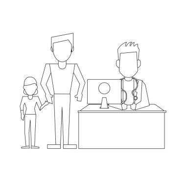 Doktor ve hasta siyah ve beyaz