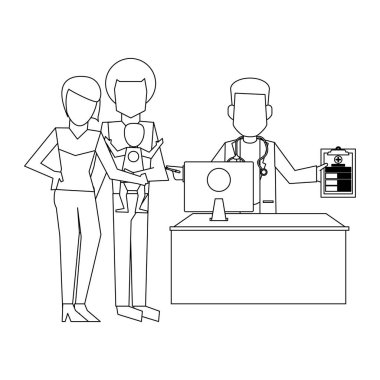 Doktor ve hasta siyah ve beyaz