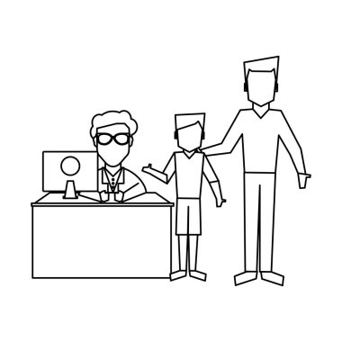 Doktor ve hasta siyah ve beyaz