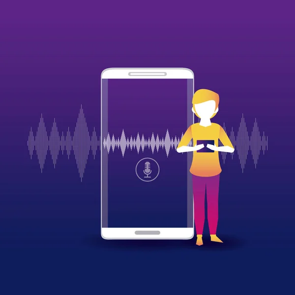 Smartphone verbonden met draadloze speaker — Stockvector