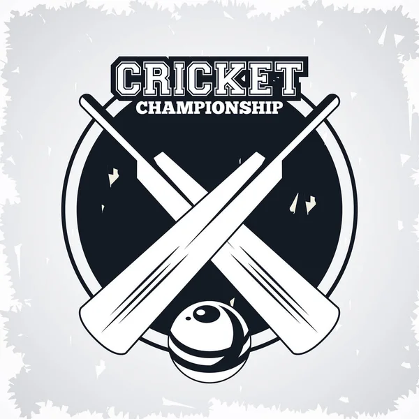 Jugador Cricket Sobre Insignia Con Murciélagos Bola Icono Campeonato Vector — Vector de stock