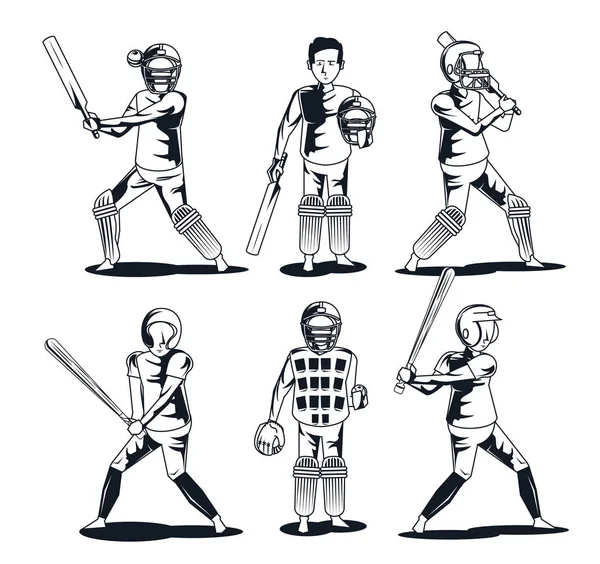 Бейсболист и игрок в крикет — стоковый вектор