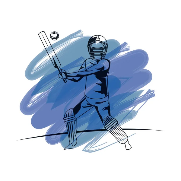 Cricket-Spieler-Karikatur — Stockvektor