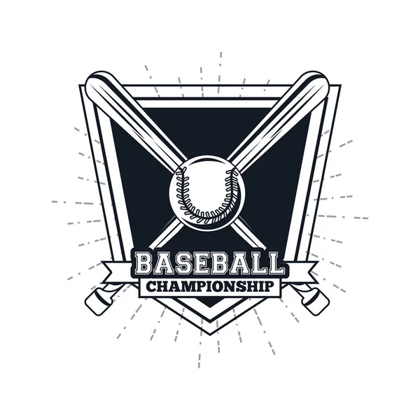 Emblema Del Campionato Baseball Con Pipistrelli Palla Vettore Illustratio Graphic — Vettoriale Stock