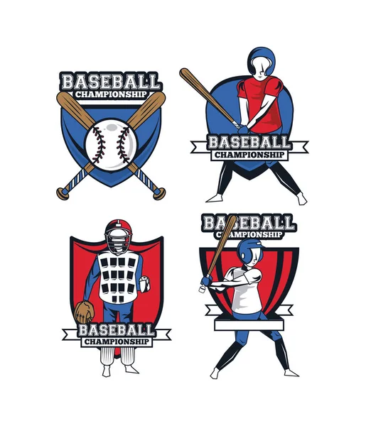 Reihe von Baseball-Emblemen — Stockvektor