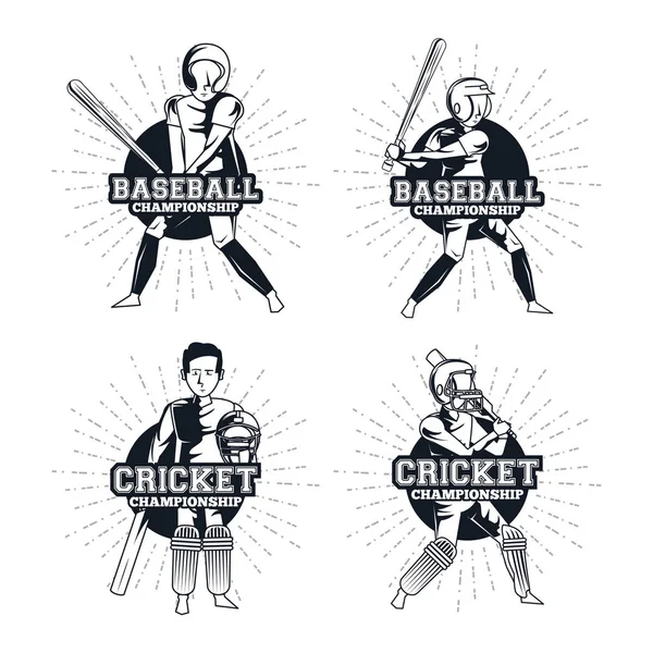 Baseball- und Cricketspieler — Stockvektor