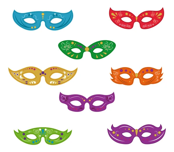Conjunto de máscaras Mardi Gras — Vector de stock
