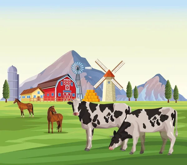 Animais de fazenda desenhos animados — Vetor de Stock