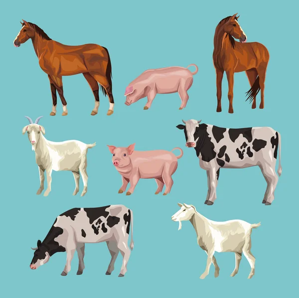 Animali da fattoria cartoni animati — Vettoriale Stock