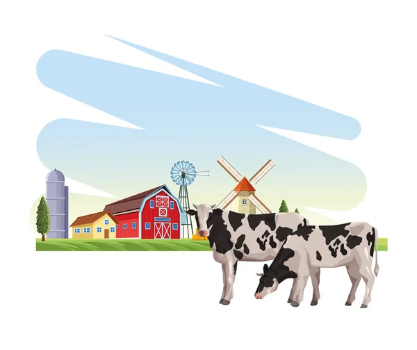 Krávy Farma zvířat — Stockový vektor