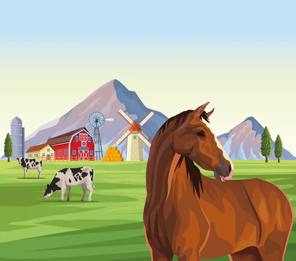 Animales de granja dibujos animados — Vector de stock